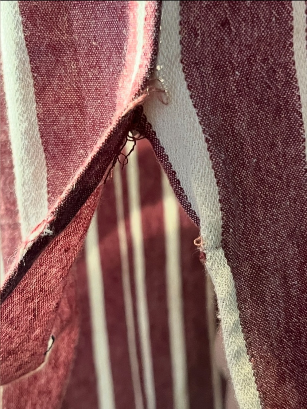 NWT entro Burgundy and Cream Stripe Maxi Capri Dress Roll Sleeves 100% Cotton S - Picture 15 of 15